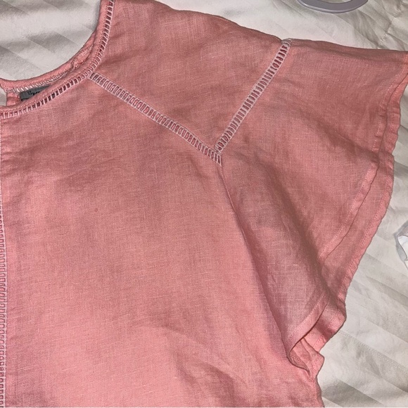 Symple NYC 100% Linen Flutter Sleeve Blouse - Picture 4 of 11